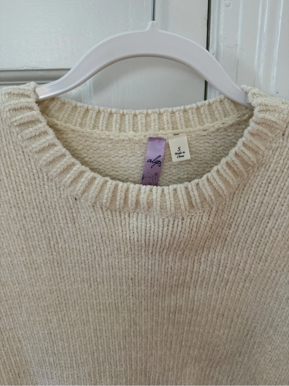 Francesca’s Cream Floral Embroidered Sleeve Sweater